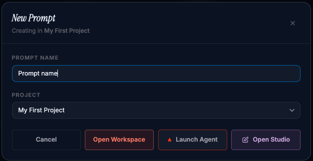 When creating a new prompt you can give it a name, description, hashtags and assign it to a project/team.