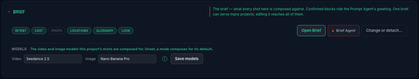 The Brief summary card on a project page, with blocks confirmed with props left out